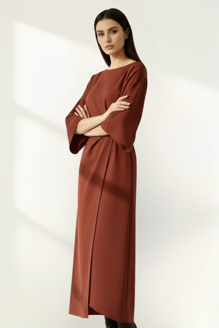 Women’s Long Sleeve Belted Midi Dress