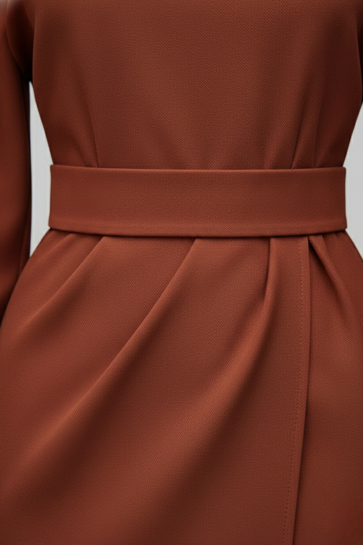 Women’s Long Sleeve Belted Midi Dress